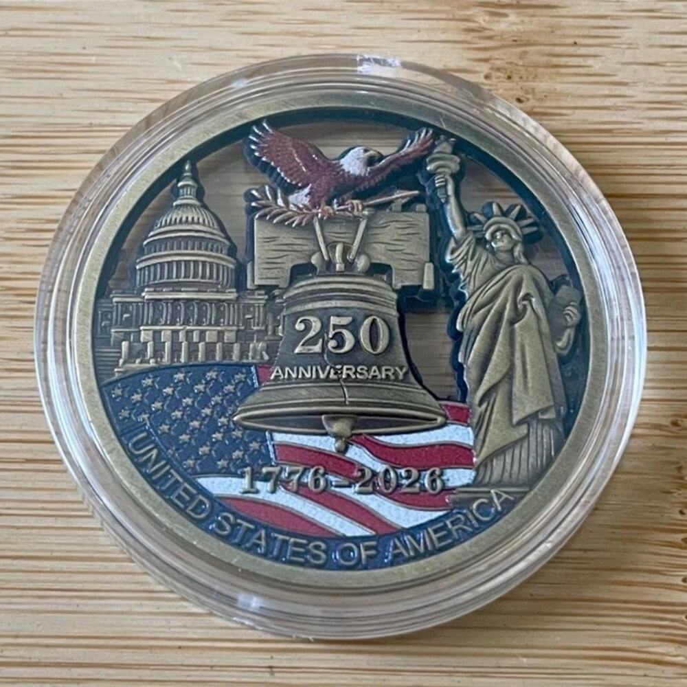 United States of America Anniversary Commemorative Enamel Coin & Protective Case